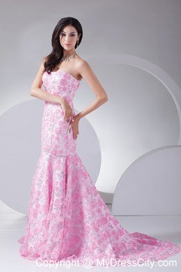 Printing Mermaid Strapless Long 2013 Dress For Formal Evening