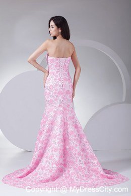 Printing Mermaid Strapless Long 2013 Dress For Formal Evening