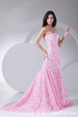 Printing Mermaid Strapless Long 2013 Dress For Formal Evening