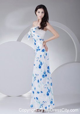 Column Printing Ankle-length Sweetheart Bow 2013 Evening Dress