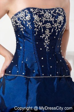 Informal Royal Blue Pick-ups Long Evening Dress with Appliques