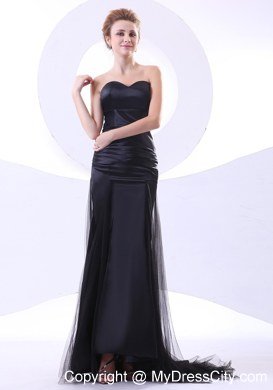 Sweetheart Black Tulle and Taffeta Long 2013 Evening Dress Online