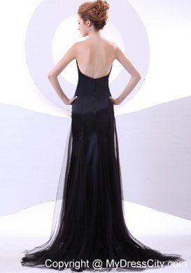 Sweetheart Black Tulle and Taffeta Long 2013 Evening Dress Online