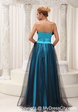 Feather and Beaded Decorate Bust Tulle and Taffeta Evening Dress