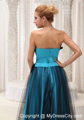 Feather and Beaded Decorate Bust Tulle and Taffeta Evening Dress