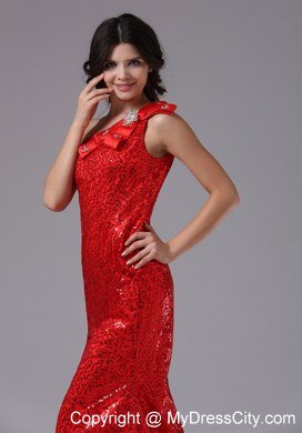 2013 Red One Shoulder and Paillette Over Skirt For Evening Dress