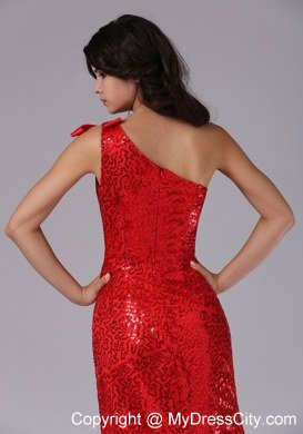 2013 Red One Shoulder and Paillette Over Skirt For Evening Dress