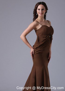 Modest Brown Spaghetti Straps Mermaid 2013 Evening Dresses