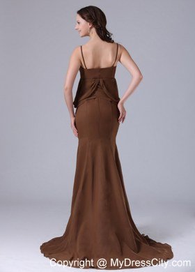 Modest Brown Spaghetti Straps Mermaid 2013 Evening Dresses