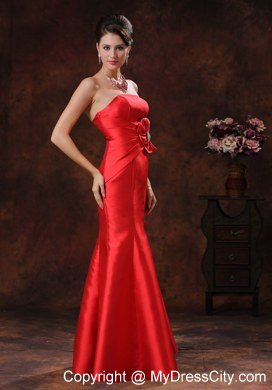 Simple Mermaid Red and Bow Beading Evening Formal Gowns