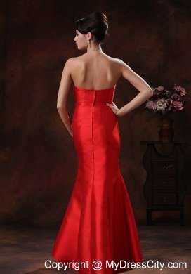 Simple Mermaid Red and Bow Beading Evening Formal Gowns