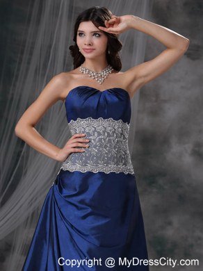 Blue Sweetheart Lace Tulle and Taffeta Evening Dresses for Girl