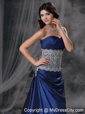 Blue Sweetheart Lace Tulle and Taffeta Evening Dresses for Girl