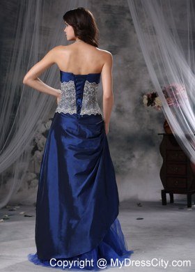 Blue Sweetheart Lace Tulle and Taffeta Evening Dresses for Girl