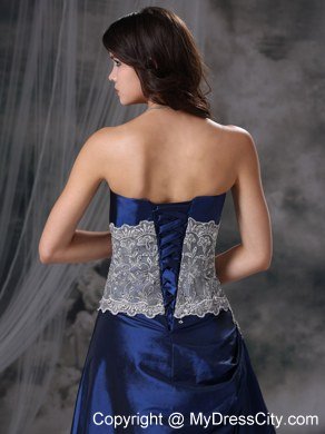 Blue Sweetheart Lace Tulle and Taffeta Evening Dresses for Girl