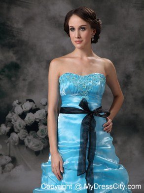 2013 Popular Aqua Blue Strapless Pick-ups Prom Evening Dress