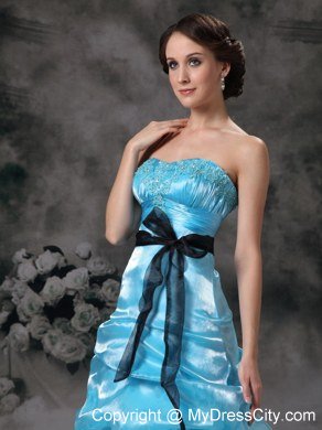 2013 Popular Aqua Blue Strapless Pick-ups Prom Evening Dress