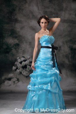 2013 Popular Aqua Blue Strapless Pick-ups Prom Evening Dress