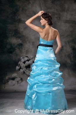 2013 Popular Aqua Blue Strapless Pick-ups Prom Evening Dress