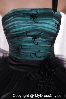 2013 One Shoulder Ruffles Tulle Appliques Evening Dress for Party