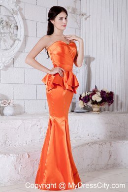 Orange Red Mermaid Sweetheart Ruches Evening Formal Gowns