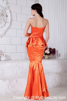 Orange Red Mermaid Sweetheart Ruches Evening Formal Gowns