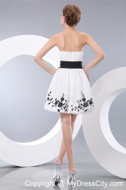 Strapless White A-line Appliques Prom Evening Dress Mini-length