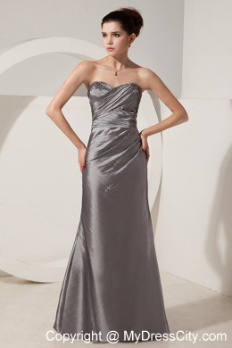 Grey Sweetheart Embroidery Ruching Evening Dress Floor-length