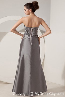 Grey Sweetheart Embroidery Ruching Evening Dress Floor-length