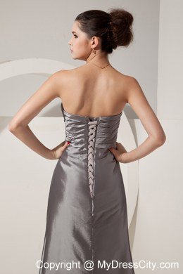 Grey Sweetheart Embroidery Ruching Evening Dress Floor-length