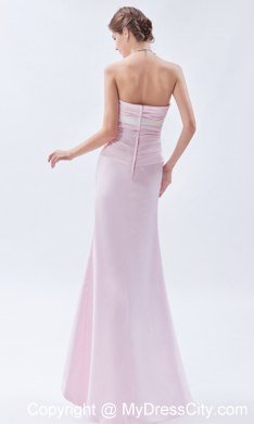 Ruched Sweetheart Baby Pink Mermaid Evening Dress with Bow