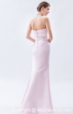 Ruched Sweetheart Baby Pink Mermaid Evening Dress with Bow