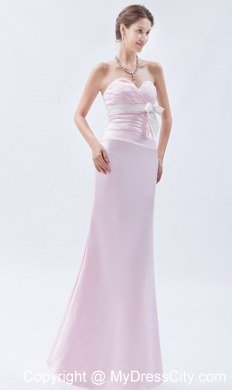 Ruched Sweetheart Baby Pink Mermaid Evening Dress with Bow