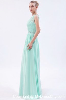 Apple Green Empire Evening Dresses with One Beaded Shoulder