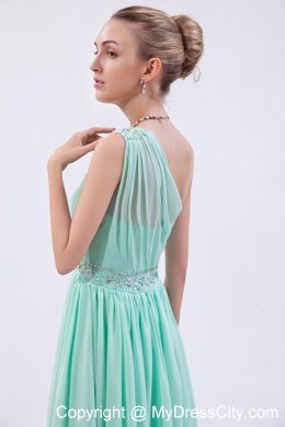 Apple Green Empire Evening Dresses with One Beaded Shoulder