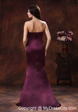 Dark Purple Mermaid Beaded Evening Dress With Brush Train