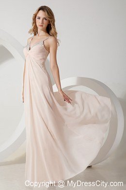 Light Pink Beaded Homecoming Dress Floor-length Cool Back