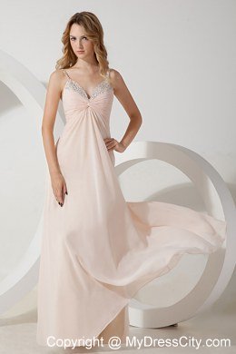 Light Pink Beaded Homecoming Dress Floor-length Cool Back