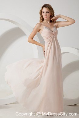 Light Pink Beaded Homecoming Dress Floor-length Cool Back