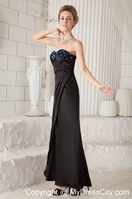 Black Ankle-length Prom Dress with Appliques and Cool Back