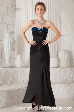 Black Ankle-length Prom Dress with Appliques and Cool Back