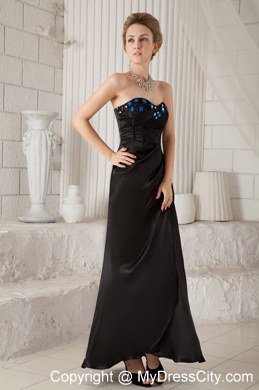 Black Ankle-length Prom Dress with Appliques and Cool Back