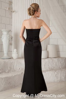 Black Ankle-length Prom Dress with Appliques and Cool Back