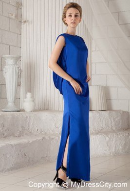 Bateau Ankle-length Prom Dresses Side Slit with Back Out