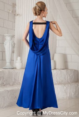 Bateau Ankle-length Prom Dresses Side Slit with Back Out