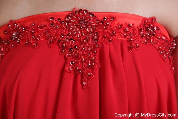 Strapless High-low Beaded Red Prom Dress with Cool Back