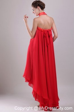 Strapless High-low Beaded Red Prom Dress with Cool Back