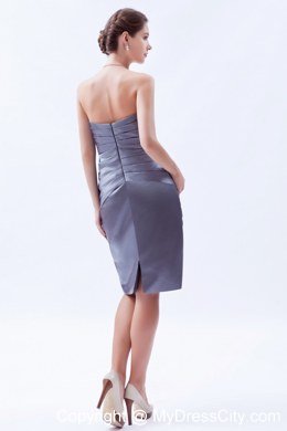 Grey Sweetheart Knee-length Beading Mother Dress Cool Back