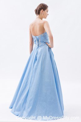 Floor-length Strapless Prom Dress Baby Blue with Appliques