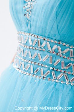 Sweetheart Tulle Beaded Floor-length Prom Dress Baby Blue